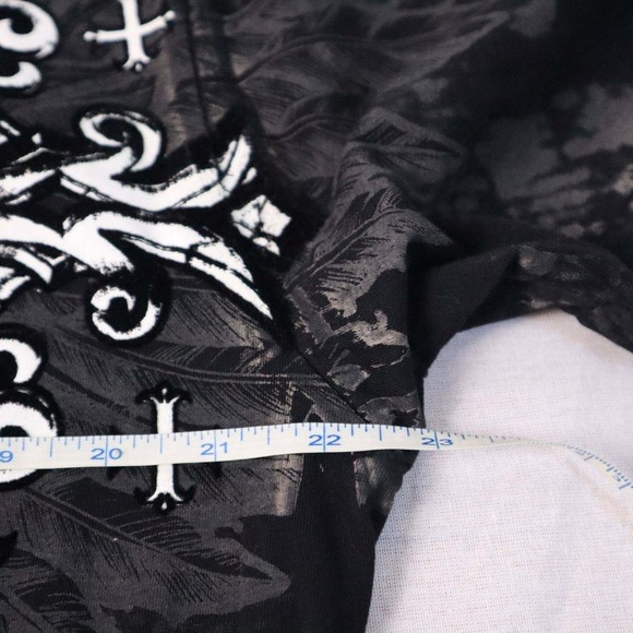 Xtreme Couture T Shirt Mens XL Black Graphic Print Cross Fleur Burnout - Picture 6 of 9